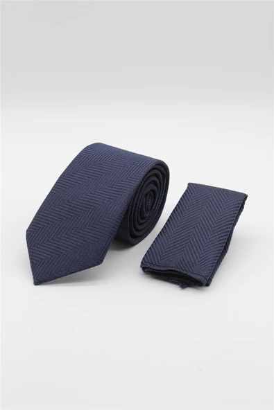 Lacivert-Kahverengi Desenli 7 Cm Kravat 1090260117 ürün görseli 1