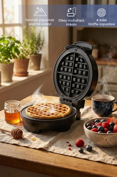 Sinbo SSM-2591 Belçika Tipi Waffle Makinesi – Yapışmaz Plaka, 4 Dilim Waffle, 1000W ürün görseli 1