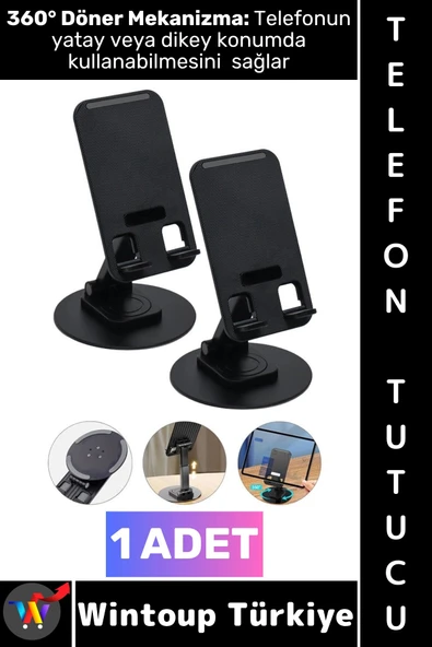 #TelefonTutucu 360 Derece Döner Telefon Kolay Şarj Edebilme Kablo Geçirme Hazneli Şık Telefon Tutucu ürün görseli 1
