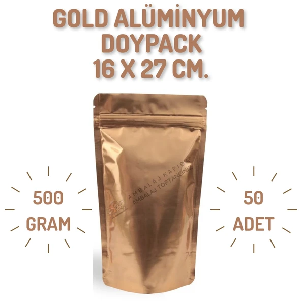 16x27 Gold Alüminyum Doypack - 50 Adet ürün görseli 1