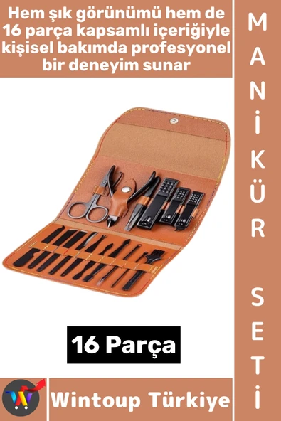 #TırnakBakım Profesyonel Kişisel Kaş El Ayak Tırnak Bakım Şık Çantalı Manikür Pedikür Seti 16 Parça ürün görseli 1