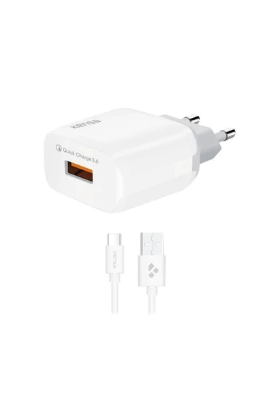 Kensa Usb Travel Wall Charger 3.0a Type-c Usb Qc-50 ürün görseli 1