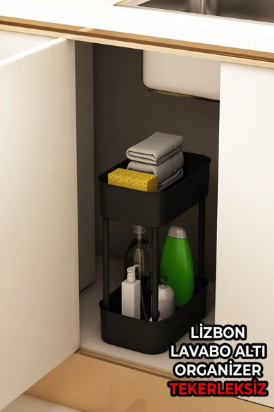 Lizbon Çok Amaçlı 2 Katlı Banyo Organizer Düzenleyici Dolap Içi Tezgah Altı Tekerleksiz Organizer ürün görseli 1