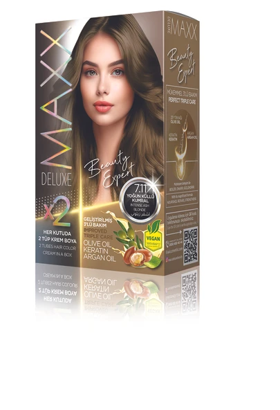MAXX DELUXE Beauty Expert Set Saç Boyası Boya 7.11 Yoğun Küllü Kumral ürün görseli 1