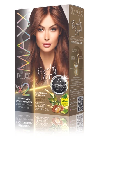 MAXX DELUXE Beauty Expert Set Saç Boyası 7.7 Karamel Kahve ürün görseli 1