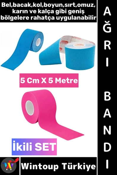 #AğrıBandı Uzun Süre Etki Kas Bacak Kol Boyun Sırt Omuz Karın Kalça Mavi Pembe Ağrı Bandı İkili SET ürün görseli 1