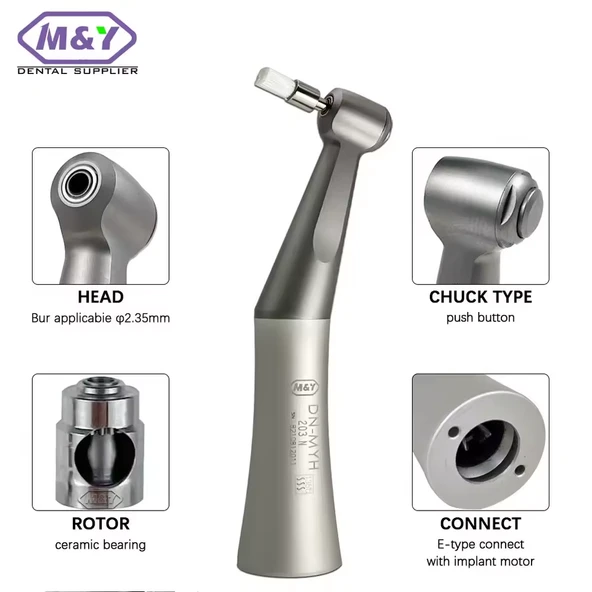 NSK tarzı FX25 FX23 diş yavaş düşük hız kontra açı Handpiece Push e-tipi kontra açı hava türbini ürün görseli 1