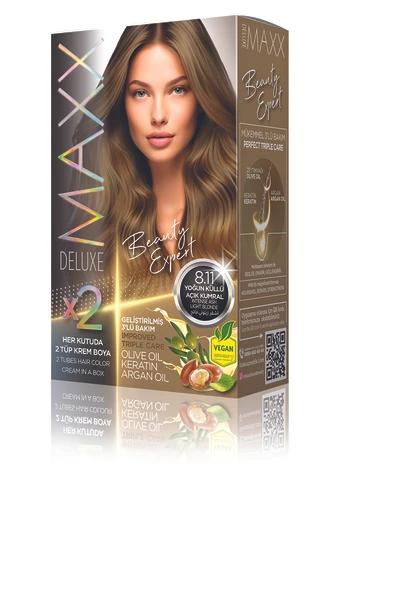 MAXX DELUXE Beauty Expert Set Saç Boyası 8.11 Yoğun Açık Küllü Kumral ürün görseli 1