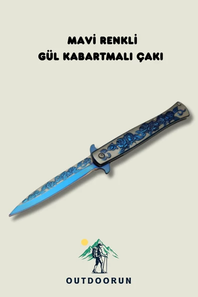 Mavi Renkli Gül Kabartmalı Çakı ürün görseli 1