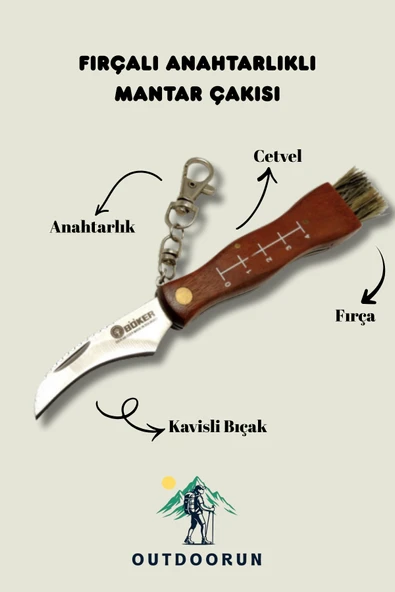Fırçalı Anahtarlıklı Mantar Çakısı - 17 cm ürün görseli 1