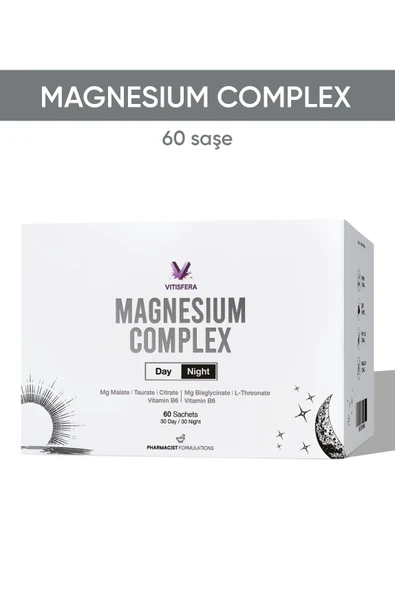 Magnezyum Complex Gündüz-Gece 60 Saşe Magnezyum Malat, Sitrat,Taurat, Bisglisinat, L-Treonat ve B6 ürün görseli 1