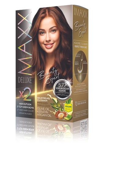 MAXX DELUXE Beauty Expert Set Saç Boyası 5.77 Yoğun Sıcak Kahve ürün görseli 1