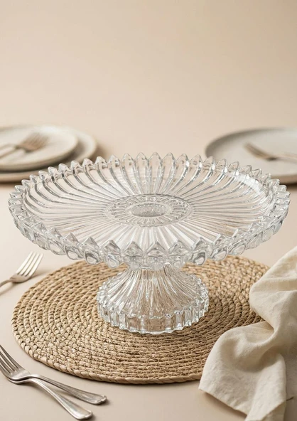 Cam Kek Pasta Standı - Ayaklı Sunum Tabağı 30 CM ürün görseli 1