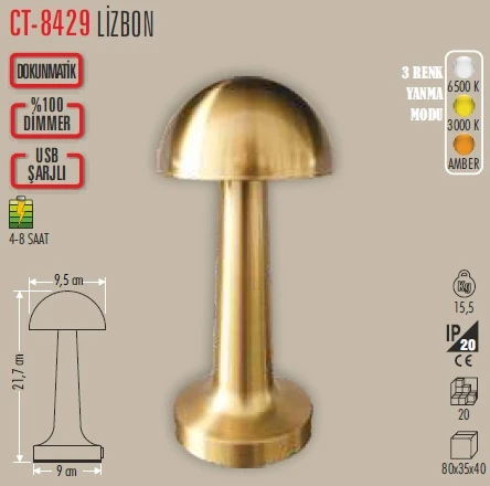 Cata Lizbon Masa Lambası Gold - Resim 3