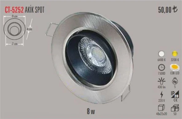 Cata Ct-5252 7 Watt Gün Işığı Spot Led Ampul Lamba(498851245) ürün görseli 1