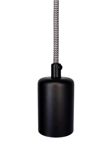 Dekoratif Sarkıt E27 Duy 70cm Metal Kumaş Örgü Zigzag Kablo Siyah D12 - Resim 2