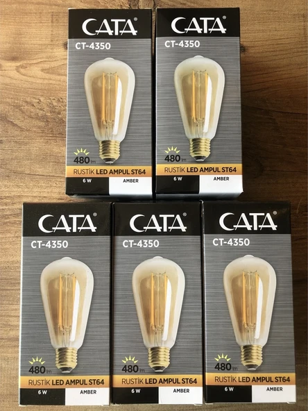 Cata 5 Adet Ct-4350 Uzun Flament Rustik Led Ampul 4w ürün görseli 1