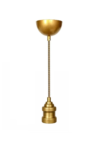 Dekoratif Sarkıt E27 Duy 70cm Metal Kumaş Örgü Zigzag Kablo Gold D01 ürün görseli 1