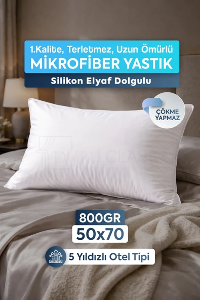 Mikrofiber Yastık Silikon Elyaf 800Gr Otel Tipi Silikon Elyaf Dolgulu Ortopedik ürün görseli 1