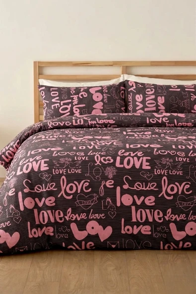 Love Çift Kişilik Çarşafı Lastikli-Pamuk Nevresim Takımı- ürün görseli 1