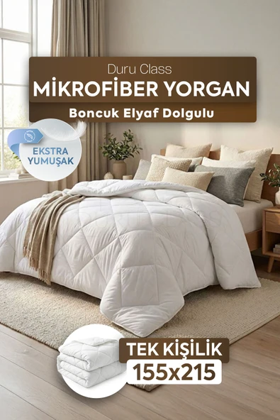 Tek Kişilik Mikrofiber Yorgan Ekstra Yumuşak Silikon Elyaf 155x215 - Silikon Elyaf Konforu ürün görseli 1