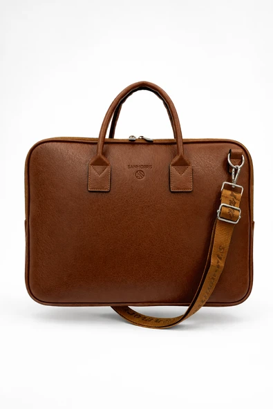 Unisex 15.6 inç Uyumlu Suni Deri Darbe Korumalı Laptop ve Evrak Çantası  Taba Mat ürün görseli 1
