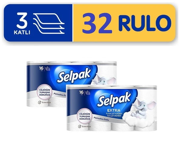 Selpak Tuvalet Kağıdı Extra Pamuksu Doku 32 Rulo ürün görseli 1