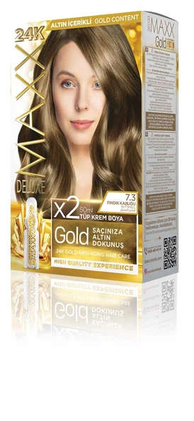 MAXX DELUXE Golden Beauty Set Saç Boyası 7.3 Fındık Kabuğu ürün görseli 1