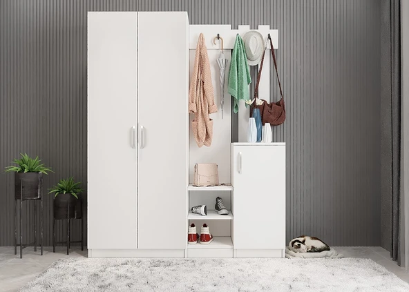 Zerka concept Teos Portmanto Vestiyer Ayakkabılık Beyaz 160 cm -Ücretsiz Kurulu ürün görseli 1