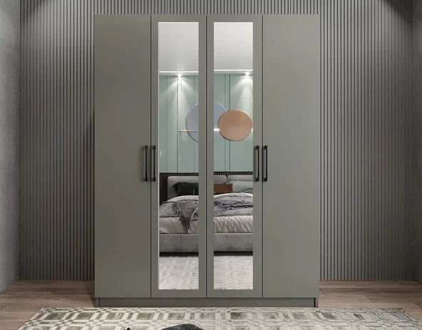Zerka concept Bevel 4 Kapaklı Gizli Çekmeceli Gardırop F 140 Cm - Montaj Dahil ürün görseli 1