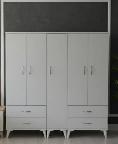 Zerka concept Safa 5 Kapaklı Dolap Gardırop Beyaz M1 Beyaz ürün görseli 1
