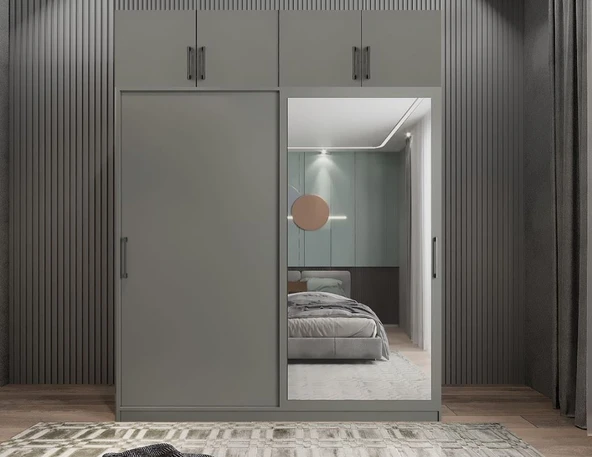Zerka concept Porta Sürgü Kapaklı Dolap Gardırop Yüklüklü F 140 Cm Montaj Dahil ürün görseli 1