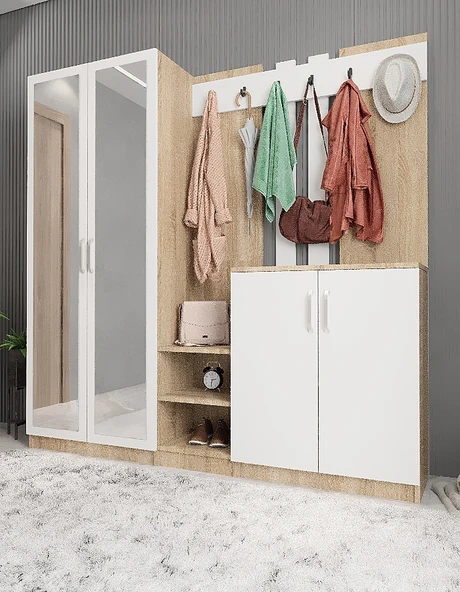 Zerka concept Flora Aynalı Portmanto Vestiyer- MB-200 cm ürün görseli 1