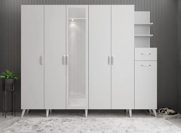 Zerka concept Açelya Portmanto Vestiyer Beyaz  M7 240 CM ürün görseli 1