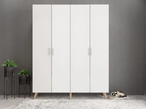 Zerka concept Duke 4 Kapaklı Ayakkabılık Meşe Beyaz 140 Cm M2 ürün görseli 1