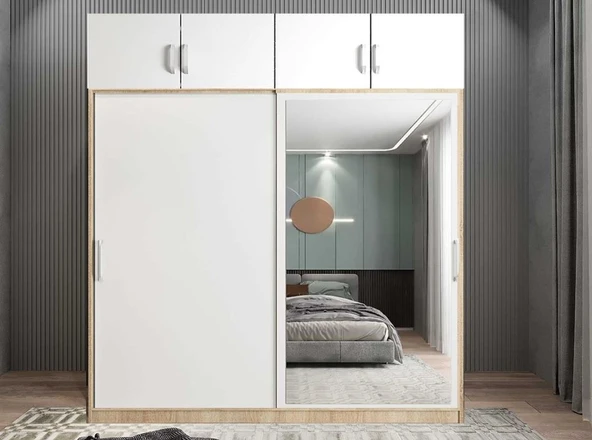 Zerka concept Porta Sürgü Kapaklı Dolap Gardırop Yüklüklü Mb 160cm Montaj Dahil ürün görseli 1