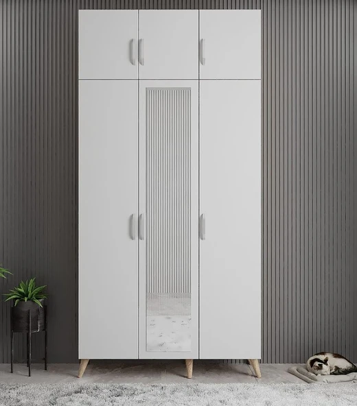 Zerka concept Açelya Portmanto Vestiyer Meşe Beyaz 135 cmM5 ürün görseli 1
