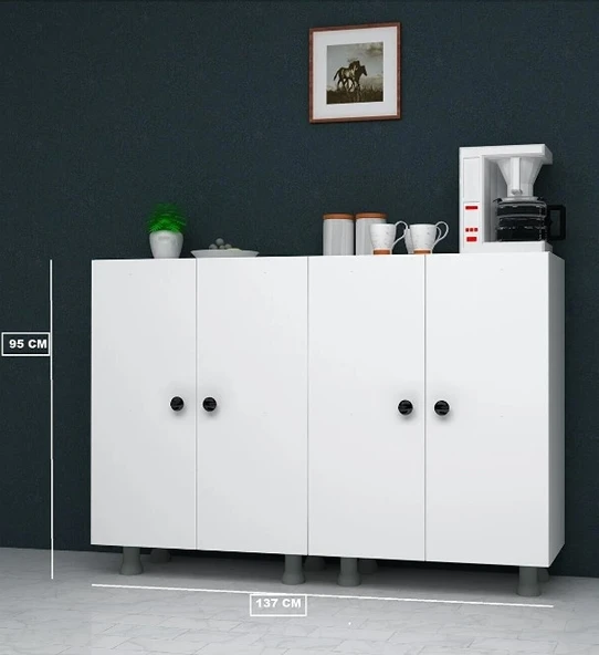 Zerka concept Destan Çok Amaçlı Mutfak Banyo Ayakkabılık Dolabı 137 Cm ürün görseli 1