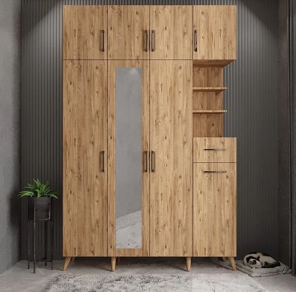Zerka concept Açelya Portmanto Vestiyer Çam  180 CM M11 ürün görseli 1