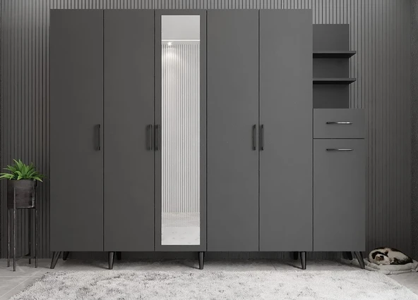 Zerka concept Açelya Portmanto Vestiyer Füme  M7 270 cm ürün görseli 1