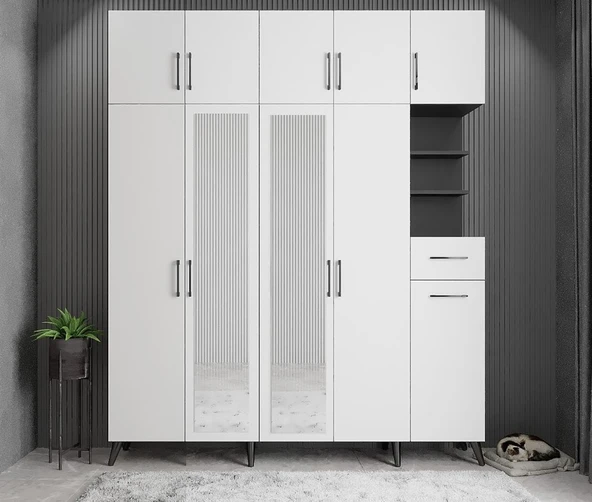 Zerka concept Açelya Portmanto Vestiyer Füme Beyaz  200cm M10 ürün görseli 1