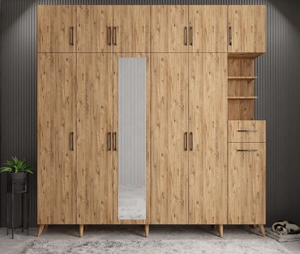 Zerka concept Açelya Portmanto Vestiyer Çam  M9-240 cm ürün görseli 1