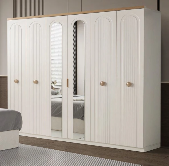 Zerka concept Seren Mdf Membran 6 Kapaklı Gardırop Dolap ürün görseli 1