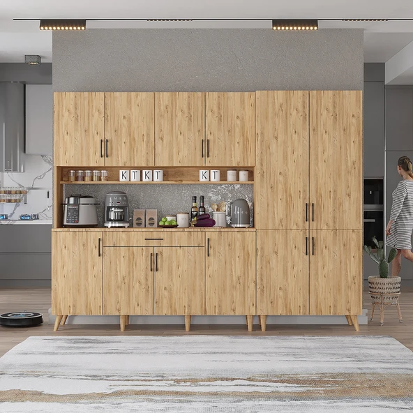 Zerka concept Gale Kahve Köşesi Çok Amaçlı Dolap Kiler Mutfak Dolabı Çam 210 Çam ürün görseli 1
