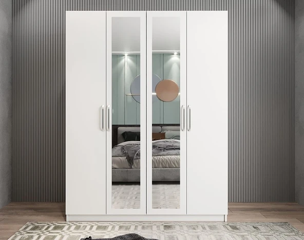 Zerka concept Bevel 4 Kapaklı Gizli Çekmeceli Gardırop By 180 Cm - Montaj Dahil ürün görseli 1