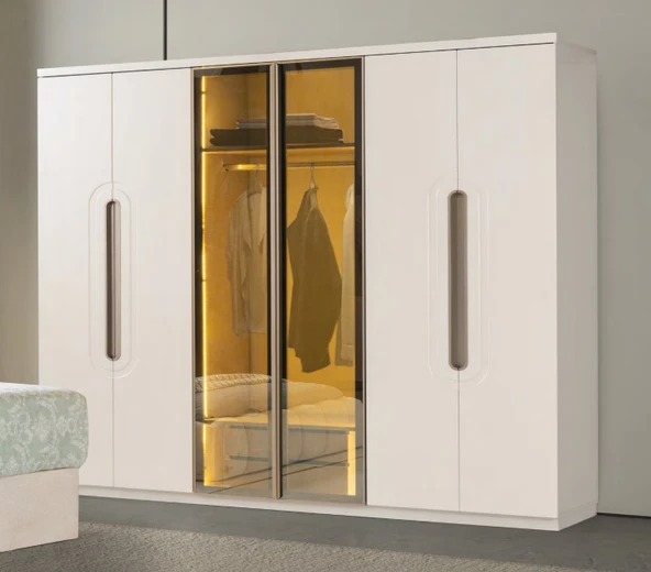 Zerka concept Fiabella Mdf Membran Reflekte Cam 6 Kapaklı Gardırop ürün görseli 1