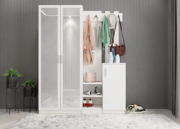 Zerka concept Moon Portmanto Vestiyer  Beyaz- 160 cm ürün görseli 1