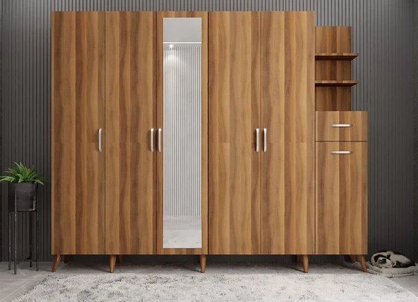 Zerka concept Açelya Portmanto Vestiyer Ceviz - Montaj Dahil M7 270 Cm ürün görseli 1
