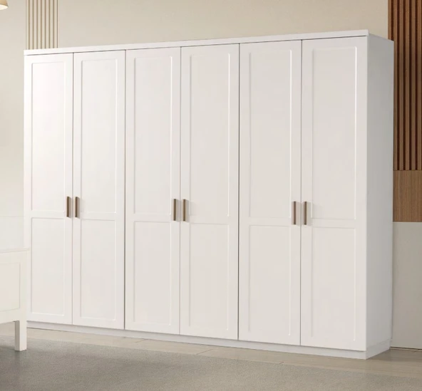 Zerka concept Nevra Mdf 6 Kapaklı Gardırop Dolap Beyaz ürün görseli 1
