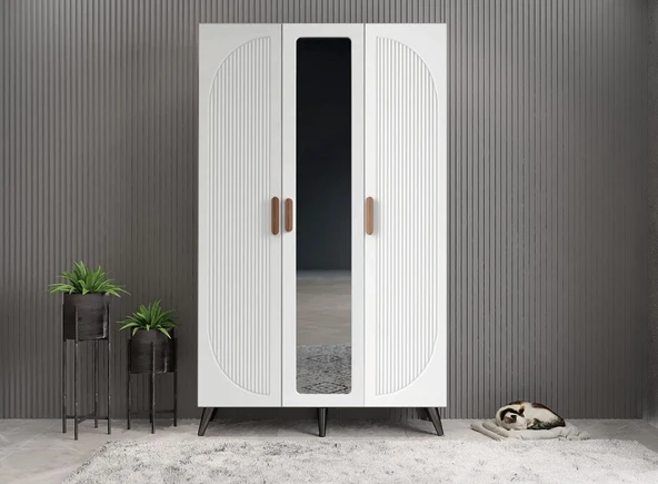Zerka concept Robe Membran 3 Kapaklı Portmanto Montaj Dahil Füme Beyaz 105 Cm ürün görseli 1